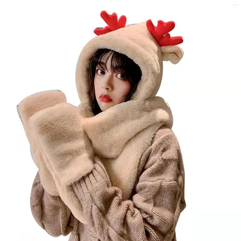 Berets 3 In1 Gloves Scarf Hat Cute Elk Cartoon Kawaii Funny Christmas Gift Plush Cap Winter Hoodies With Mitten, White
Berets 3 In1 Gloves Scarf Hat Cute Elk Cartoon Kawaii Funny Christmas Gift Plush Cap Winter Hoodies With Mitten, White