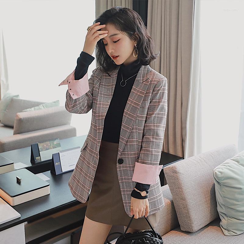 Women' Suits England Style Plaid Blazers Grey Office Lady Long Sleeve Single Button Slim Women Vintage Chic Casual Blazer Work Clothing, Grey plaid
Women' Suits England Style Plaid Blazers Grey Office Lady Long Sleeve Single Button Slim Women Vintage Chic Casual Blazer Work Clothing, Grey plaid