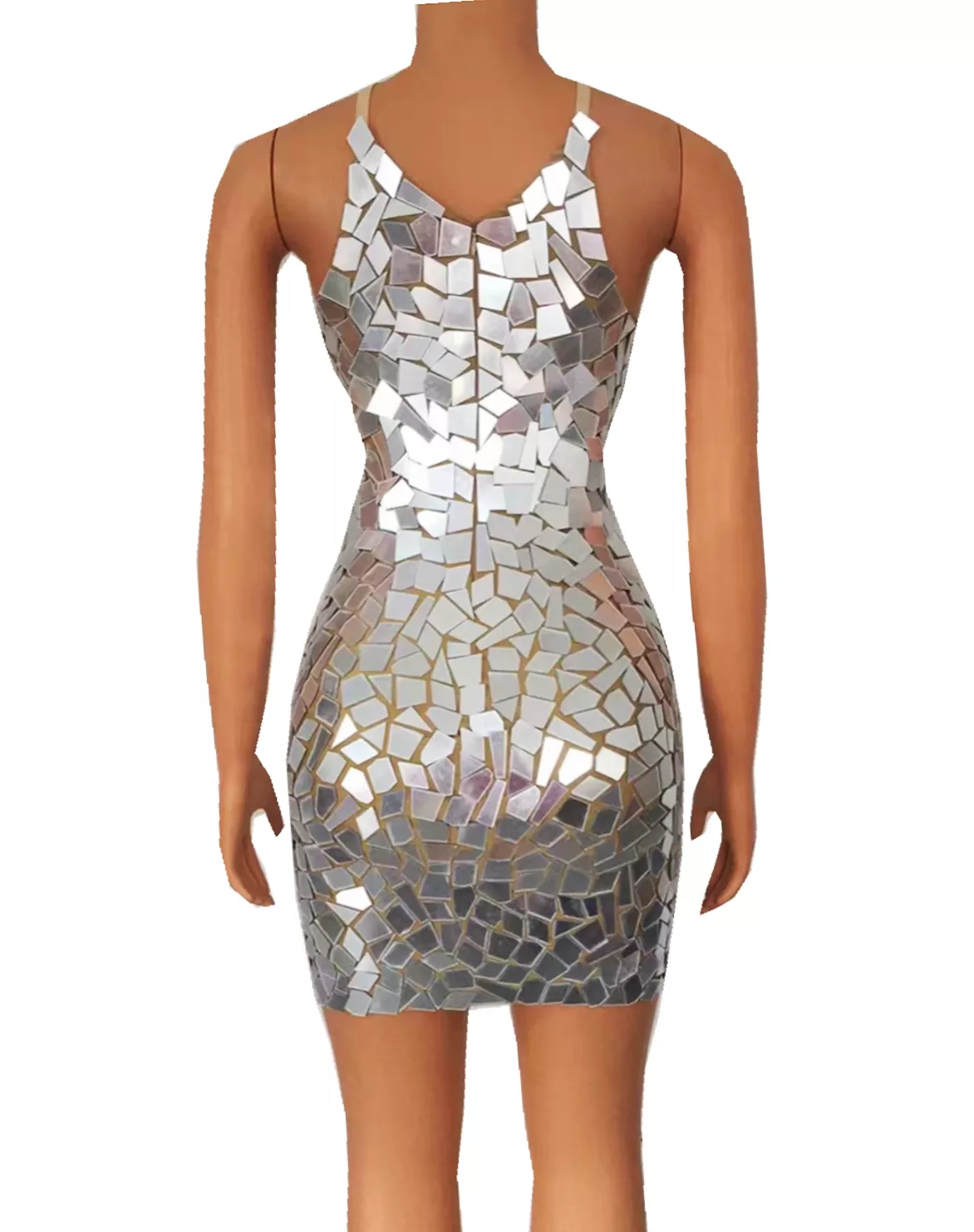 Mirrors crystal Evening Birthday Celebrate dress Outfit Party Sexy Costume Dancer Performance short prom cocktail gown