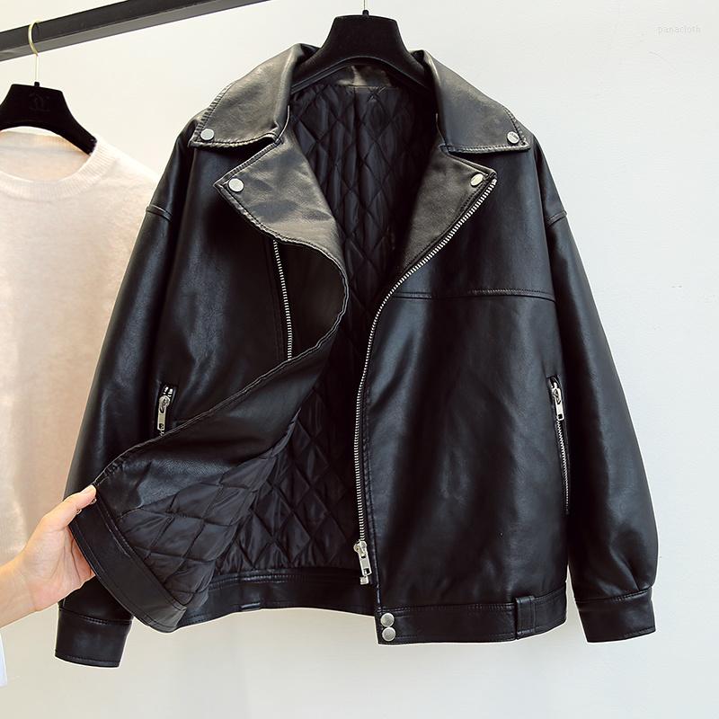 Women' Leather Black Jacket Women Autumn Winter Moto Biker Coat Street Loose Lady Thicken Turn-Down Collar Pu Outwear, White thin
Women' Leather Black Jacket Women Autumn Winter Moto Biker Coat Street Loose Lady Thicken Turn-Down Collar Pu Outwear, White thin