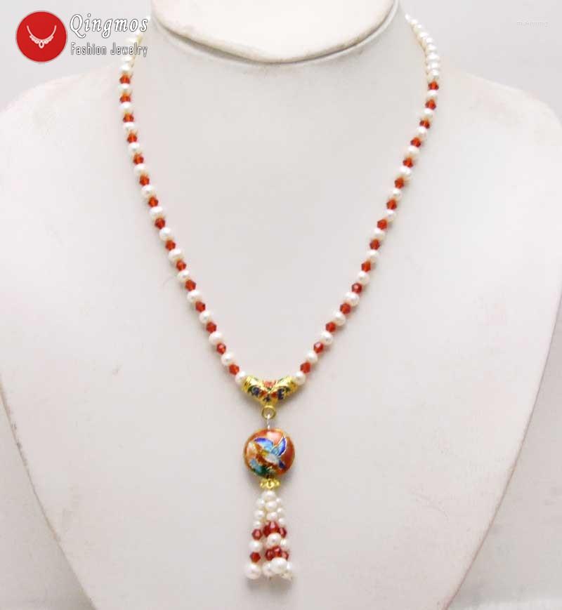 Choker Qingmos Natural 5-6mm Round White Pearl Necklace For Women With Red Crystal & 18mm Cloisonne Pendant Jewelry Nec6387
Choker Qingmos Natural 5-6mm Round White Pearl Necklace For Women With Red Crystal & 18mm Cloisonne Pendant Jewelry Nec6387