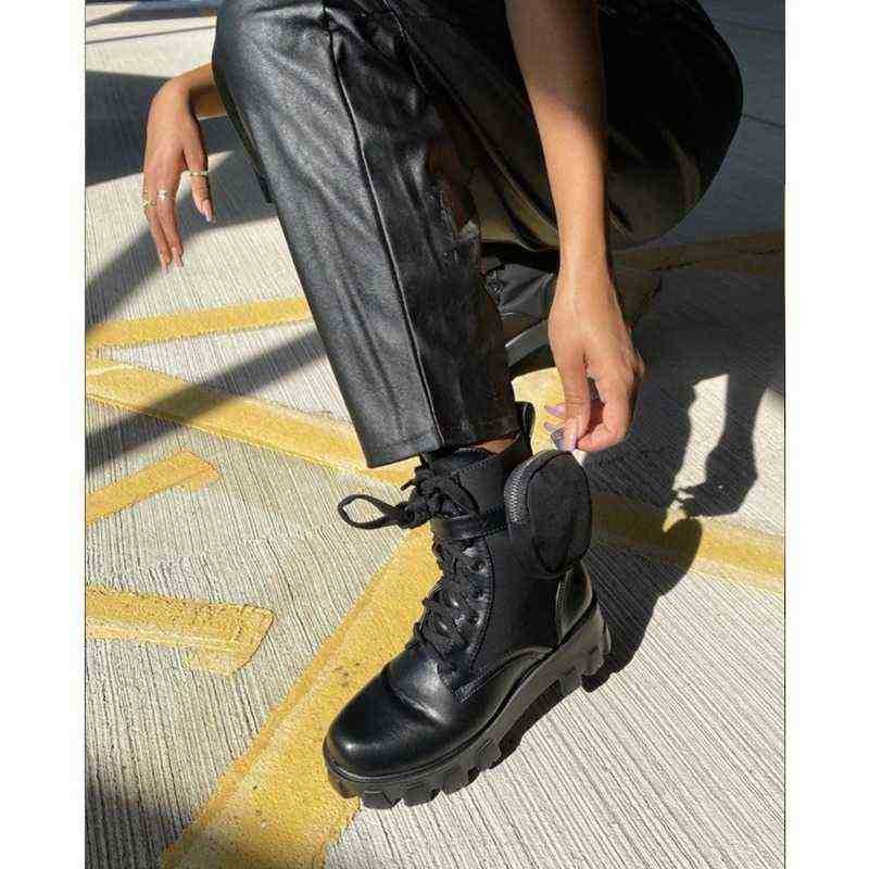 Combat Boots Women Pu Leather Motorcycle Punk Gothic Shoes Fashion Lace Up Ankle Female Round Nose Botines Mujer Plus Size J220805