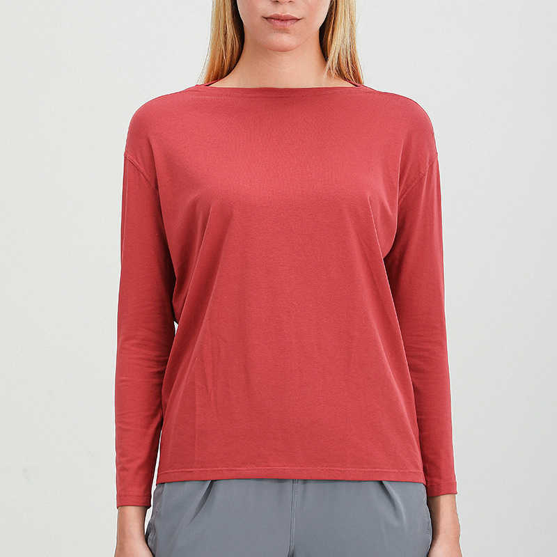 L-88267 Loose Casual Yoga T-shirt Women Slim Fit Comfortable Breathable Yoga Suit Long Sleeve Tops