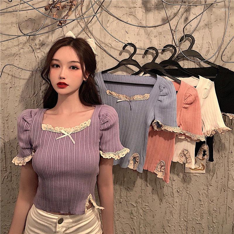 Women's T Shirts Woman TShirts Knitwear Women's Summer Lace Stitching Short Sleeve Square Collar Bow T-shirt Top Crop Mujer Camisetas, 5711white
Women's T Shirts Woman TShirts Knitwear Women's Summer Lace Stitching Short Sleeve Square Collar Bow T-shirt Top Crop Mujer Camisetas, 5711white