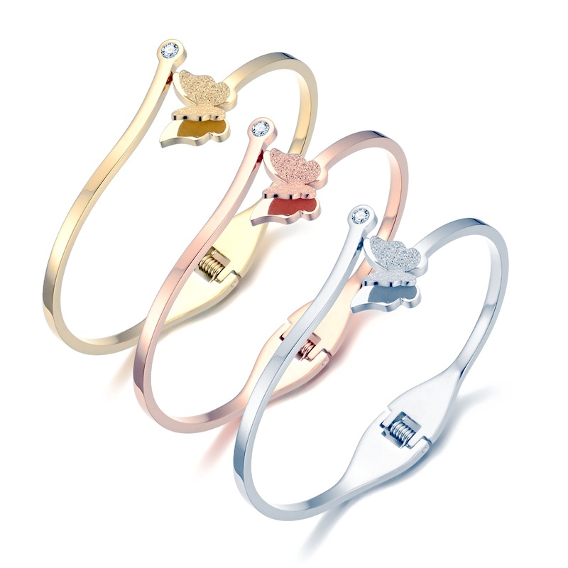 Stainless Steel Bracelet Frosted Butterfly Bangle Cuff for Women Rose Gold Fashion Jewelry
Stainless Steel Bracelet Frosted Butterfly Bangle Cuff for Women Rose Gold Fashion Jewelry