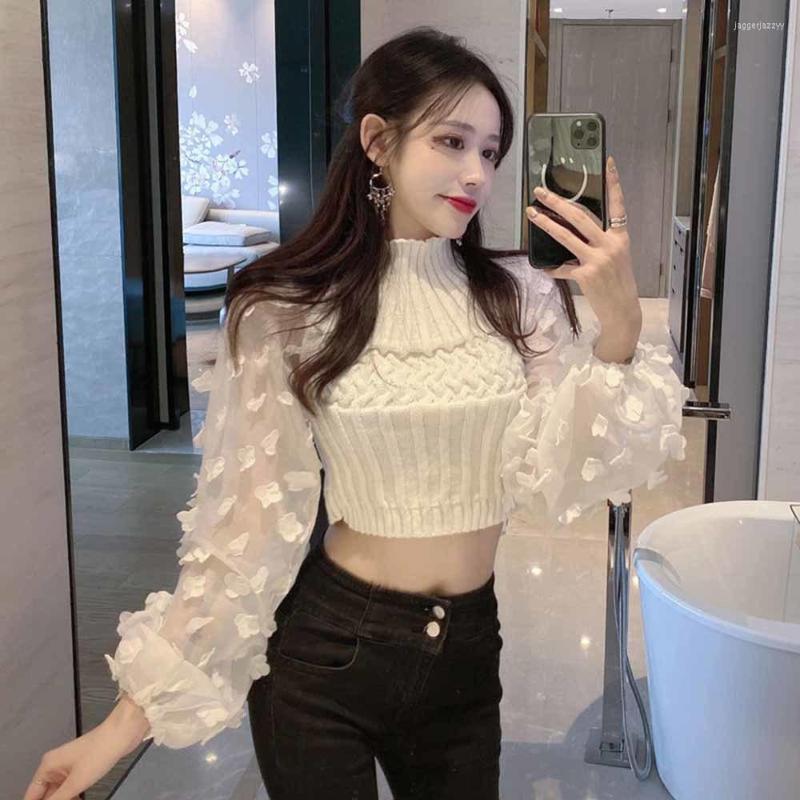 Women's Sweaters 2022 Autumn Winter Women's Turtleneck Mesh Patchwork Knitwear Long Sleeve Ladies Tops Pullover Pink Crop Sweater, Black 
Women's Sweaters 2022 Autumn Winter Women's Turtleneck Mesh Patchwork Knitwear Long Sleeve Ladies Tops Pullover Pink Crop Sweater, Black