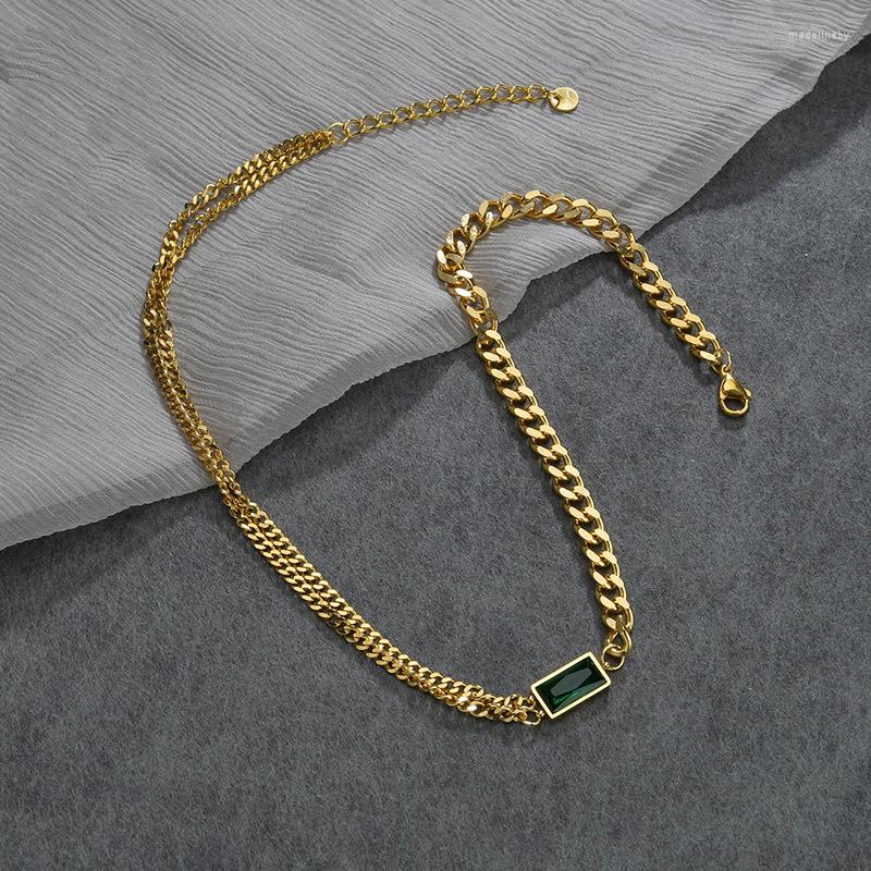 Chains Titanium Steel Ins Necklace Square Green Zircon Stitching Double-layer Personality Simple Clavicle Chain Female
Chains Titanium Steel Ins Necklace Square Green Zircon Stitching Double-layer Personality Simple Clavicle Chain Female