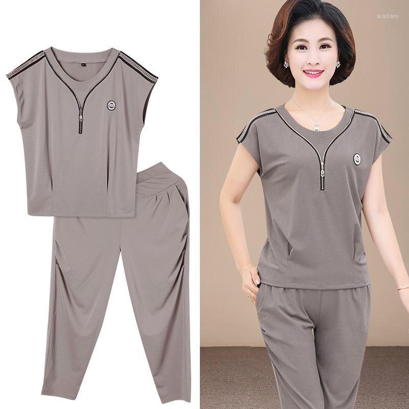 Women's Tracksuits 2022 Summer Thin T-shirt Casual Pants Women Set Fashion Large Size Loose Comfortable Two Piece Middle-aged Mother Lu1930, Pink
Women's Tracksuits 2022 Summer Thin T-shirt Casual Pants Women Set Fashion Large Size Loose Comfortable Two Piece Middle-aged Mother Lu1930, Pink