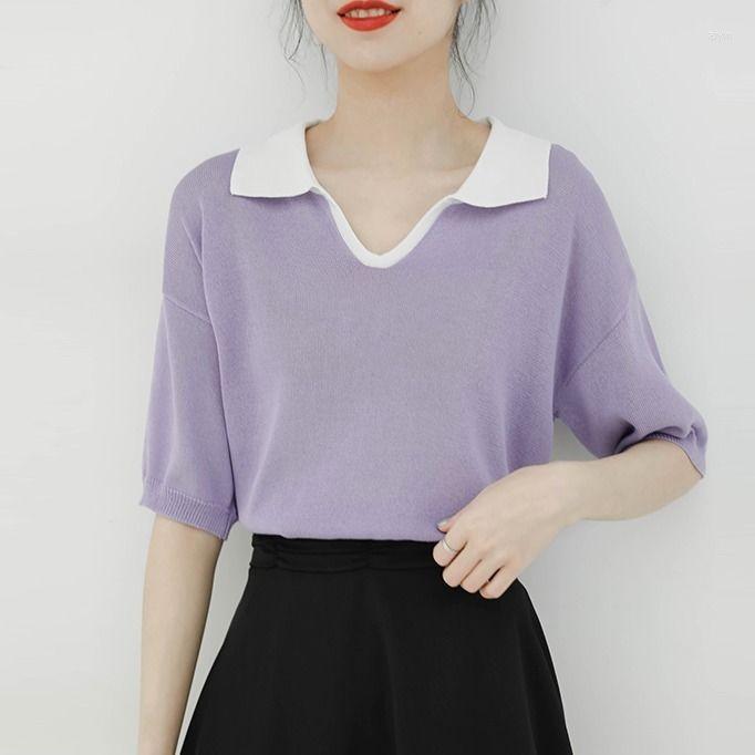 Women' T Shirts Woman Tshirts Summer Women' Loose V-neck Knitted Crop Top Mujer Camisetas, Purple
Women' T Shirts Woman Tshirts Summer Women' Loose V-neck Knitted Crop Top Mujer Camisetas, Purple