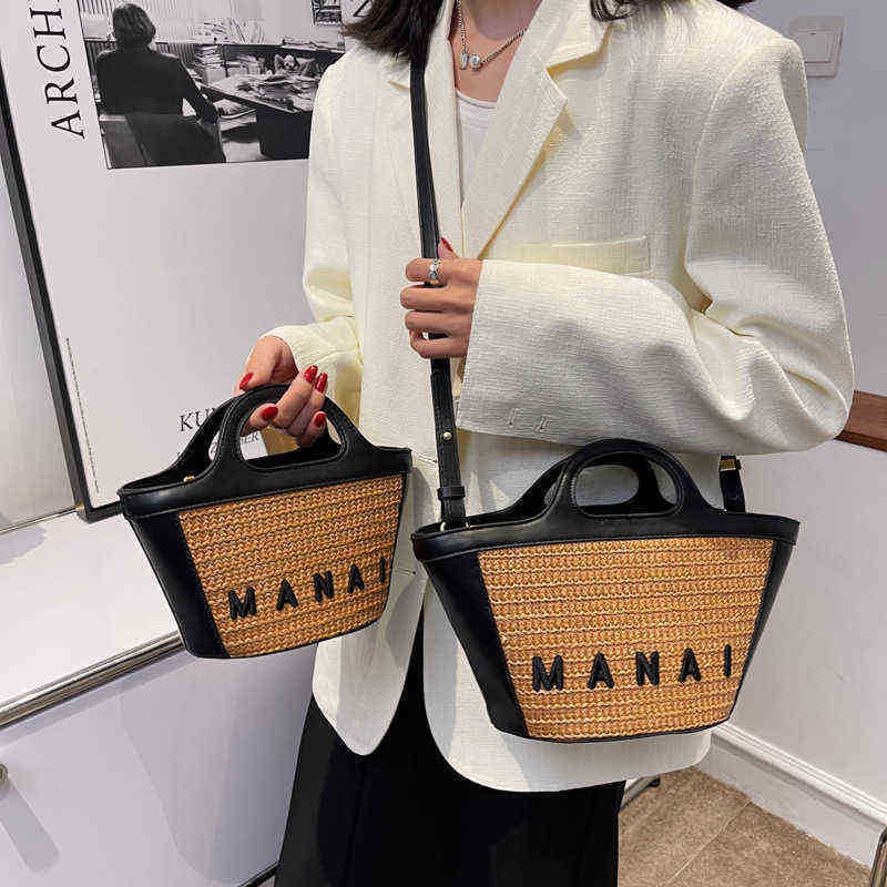 Totes French Woven Handbag Women's New Fashion Straw Woven Bag Ins Vegetable Basket Splicing Beach Bag 221104, Blue
Totes French Woven Handbag Women's New Fashion Straw Woven Bag Ins Vegetable Basket Splicing Beach Bag 221104, Blue