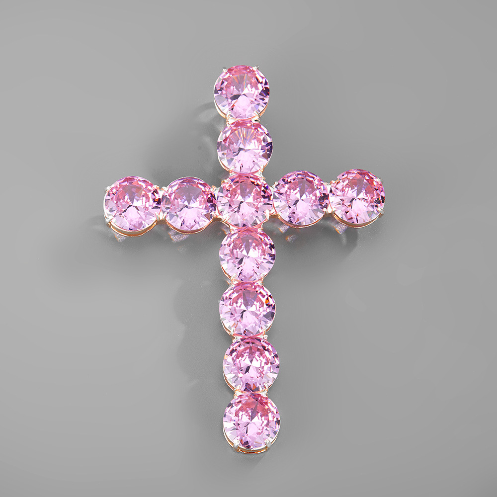 CZ Cubic Zircon Huge Big Cross Pendant Necklace Real 18K Rose Gold Plated Personalized Full Bling Diamond Charm Hip Hop Rapper Jewelry Birthday Gifts 