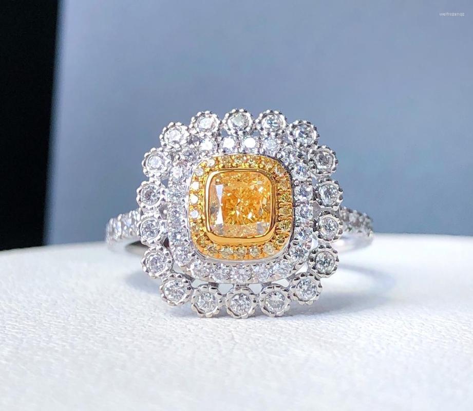 Cluster Rings Fine Jewelry Real 18K Gold 0.50ct Yellow Diamonds Wedding Engagement Female For Women Ring TX
Cluster Rings Fine Jewelry Real 18K Gold 0.50ct Yellow Diamonds Wedding Engagement Female For Women Ring TX