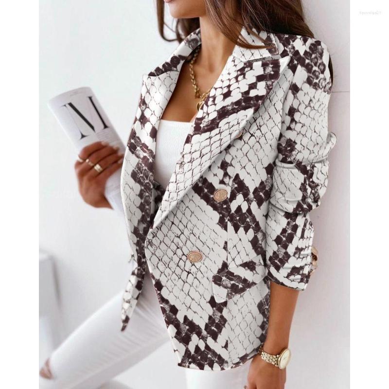 Women' Suits Autumn Women Snakeskin Print Lapel Collar Flap Detail Double Breast Blazer Fashion Femme Long Sleeve Coat Elegant Lady Outfits, Blue
Women' Suits Autumn Women Snakeskin Print Lapel Collar Flap Detail Double Breast Blazer Fashion Femme Long Sleeve Coat Elegant Lady Outfits, Blue