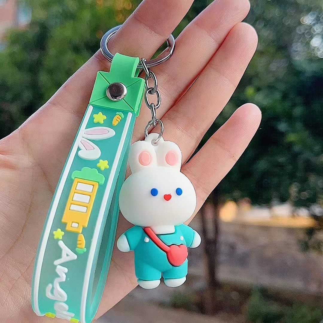 Cartoon White Rabbit Bear Keychain Creamy Candy Key Chain Doll Series Lovely Bag Pendant Personalized Lovers Gifts