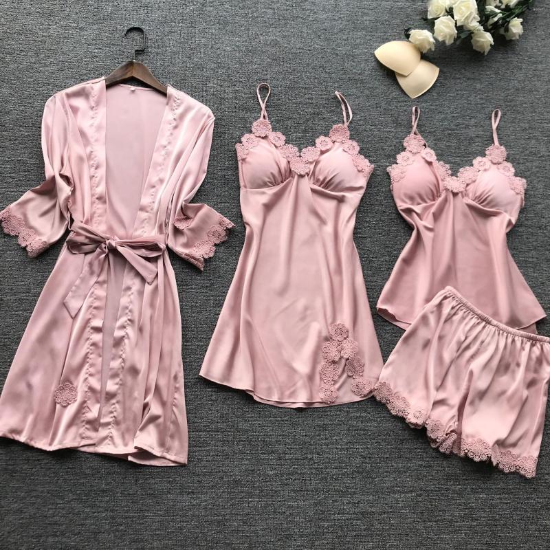 Women's Sleepwear BZEL Women's 4 Pieces Pajama Sets Robe&Gown Lace Dressing Gown Silk Satin Pyjama Femme Sexy Pijama Lounge Set, Blue
Women's Sleepwear BZEL Women's 4 Pieces Pajama Sets Robe&Gown Lace Dressing Gown Silk Satin Pyjama Femme Sexy Pijama Lounge Set, Blue