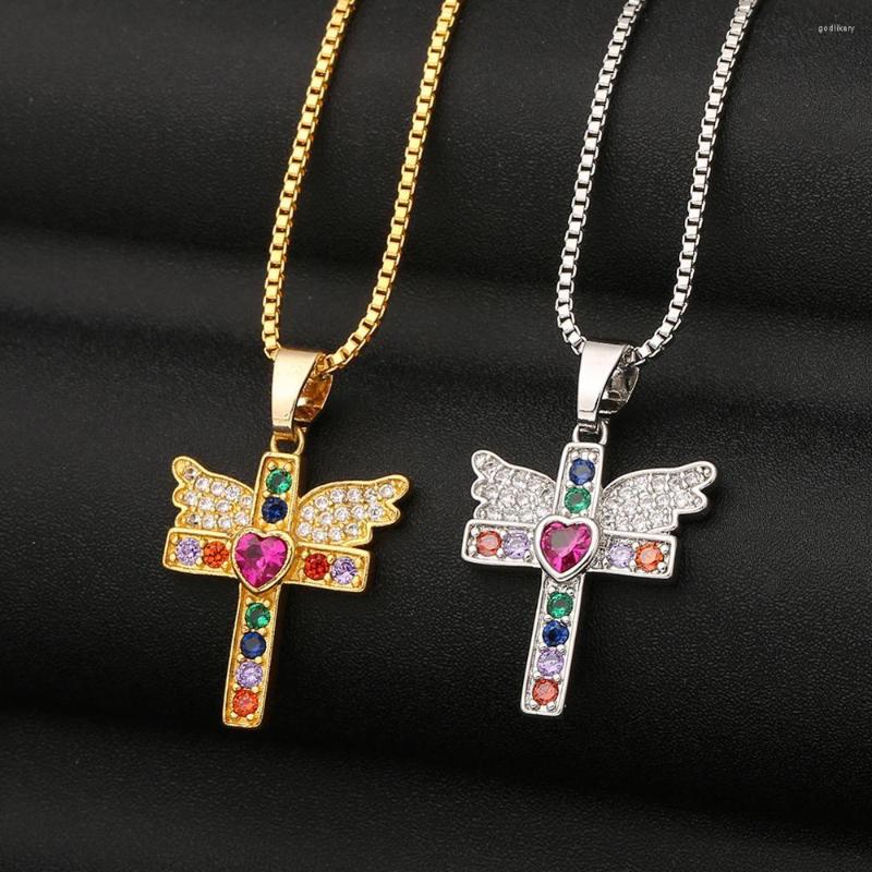 Pendant Necklaces Angel Wing Cross Couple Neck Chains Hip Hop Punk Luxury Colour Zircon Jewellery Stainless Steel Necklace For Women Man
Pendant Necklaces Angel Wing Cross Couple Neck Chains Hip Hop Punk Luxury Colour Zircon Jewellery Stainless Steel Necklace For Women Man
