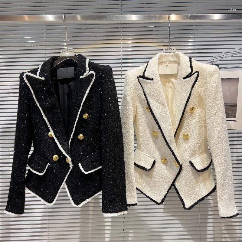 Women' Suits PREPOMP 2022 Autumn Arrivals Double Breasted Buttons Padded Shoulder Bright Silk Slim Tweed Blazer Coat GG716, Black
Women' Suits PREPOMP 2022 Autumn Arrivals Double Breasted Buttons Padded Shoulder Bright Silk Slim Tweed Blazer Coat GG716, Black