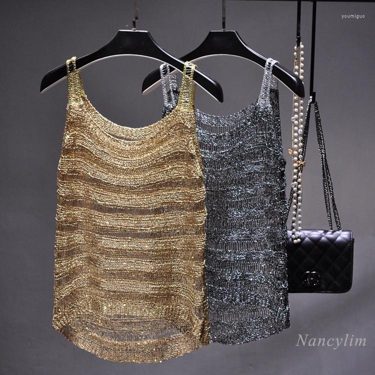 Women's Tanks Tank Women Summer Gold Line Bright Silk Hollow Camisole Shiny Seaquins Thin Sexy Crop Top Female Causal Tops, Khaki gold
Women's Tanks Tank Women Summer Gold Line Bright Silk Hollow Camisole Shiny Seaquins Thin Sexy Crop Top Female Causal Tops, Khaki gold