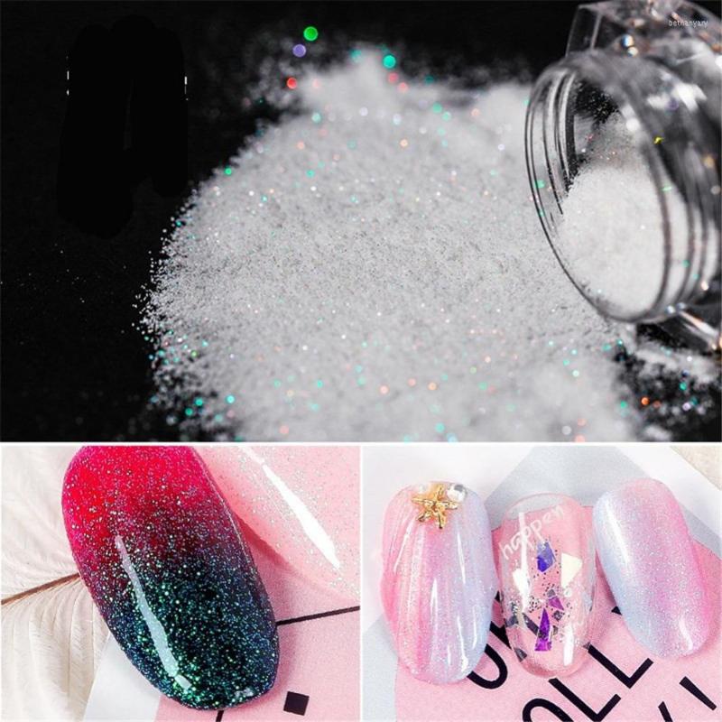 Nail Glitter Shimmer White Rainbow Holographic Dust Powder Art Laser Decoration