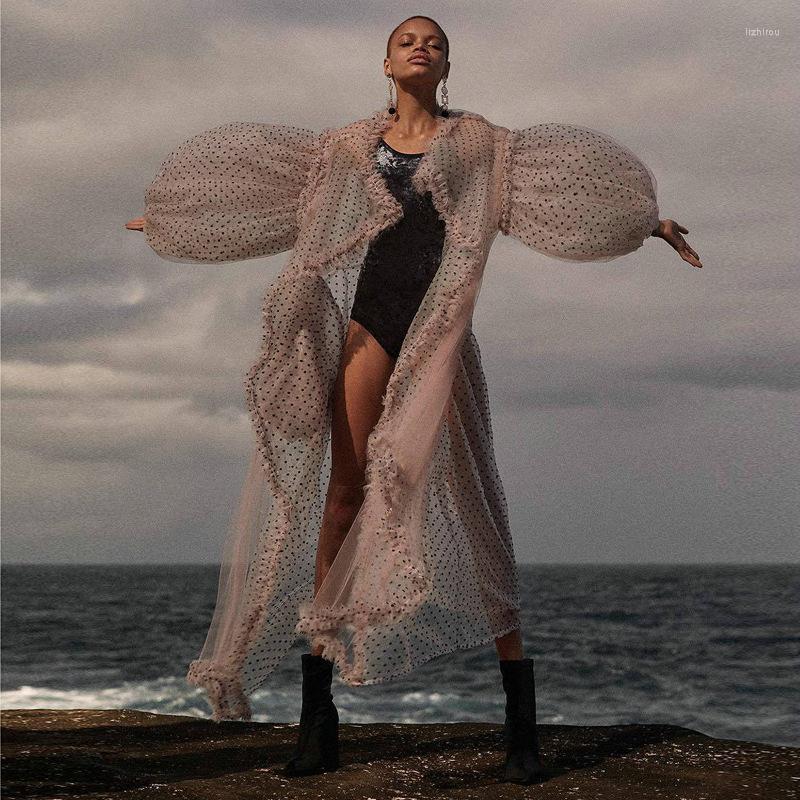 Women's Trench Coats 2022 Fashion Women Irregular Dot Print Mesh Long Coat Ladies V Neck Large Lantern Sleeve Perspective Loose Summer, Pink
Women's Trench Coats 2022 Fashion Women Irregular Dot Print Mesh Long Coat Ladies V Neck Large Lantern Sleeve Perspective Loose Summer, Pink