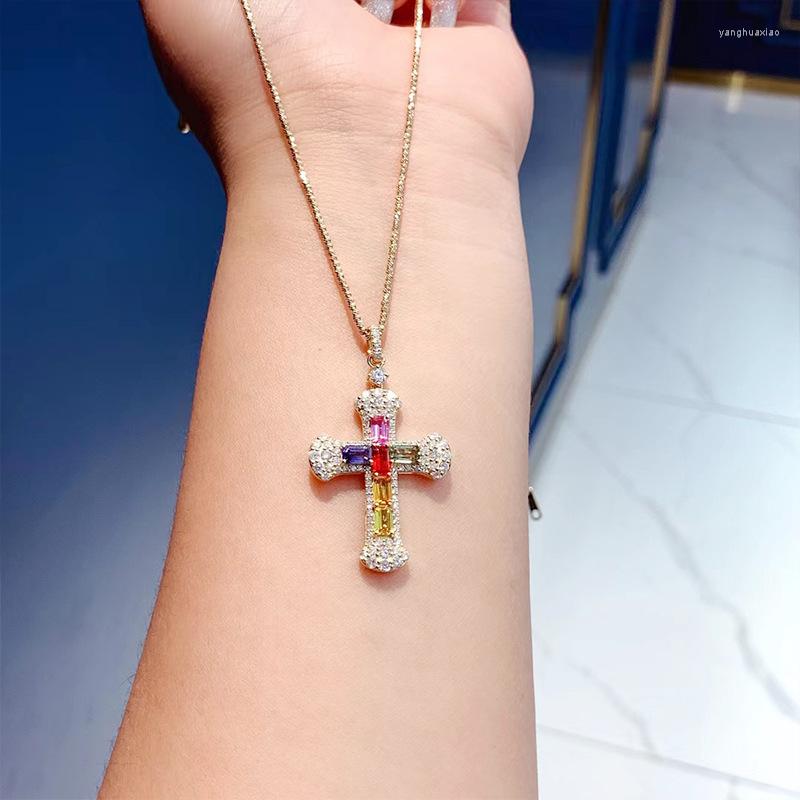 Pendant Necklaces Fashion Color Artificial Tourmaline Cross Charm Gold Necklace Gifts For Girls Religious Teen Jewelry
Pendant Necklaces Fashion Color Artificial Tourmaline Cross Charm Gold Necklace Gifts For Girls Religious Teen Jewelry