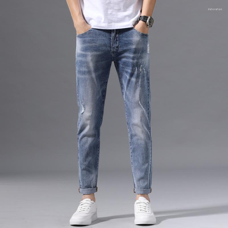 Men's Pants Style Ripped Men's Trend Korean Straight Light Blue Jeans All-match Slim Fit Slightly Stretch Fashion Design Trousers
Men's Pants Style Ripped Men's Trend Korean Straight Light Blue Jeans All-match Slim Fit Slightly Stretch Fashion Design Trousers