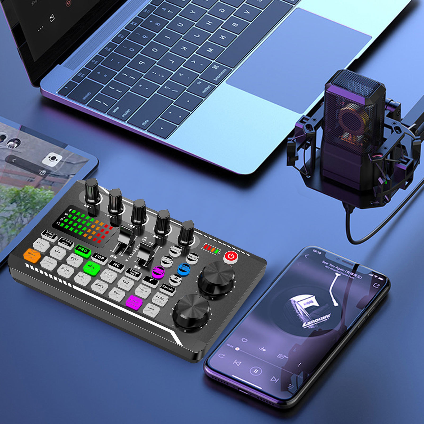 Microphones Podcast Microphone Sound Card Kit Professional Studio Condenser Mic F998 Live Sound Mixer For Livestreaming Podcasting Recording 221115