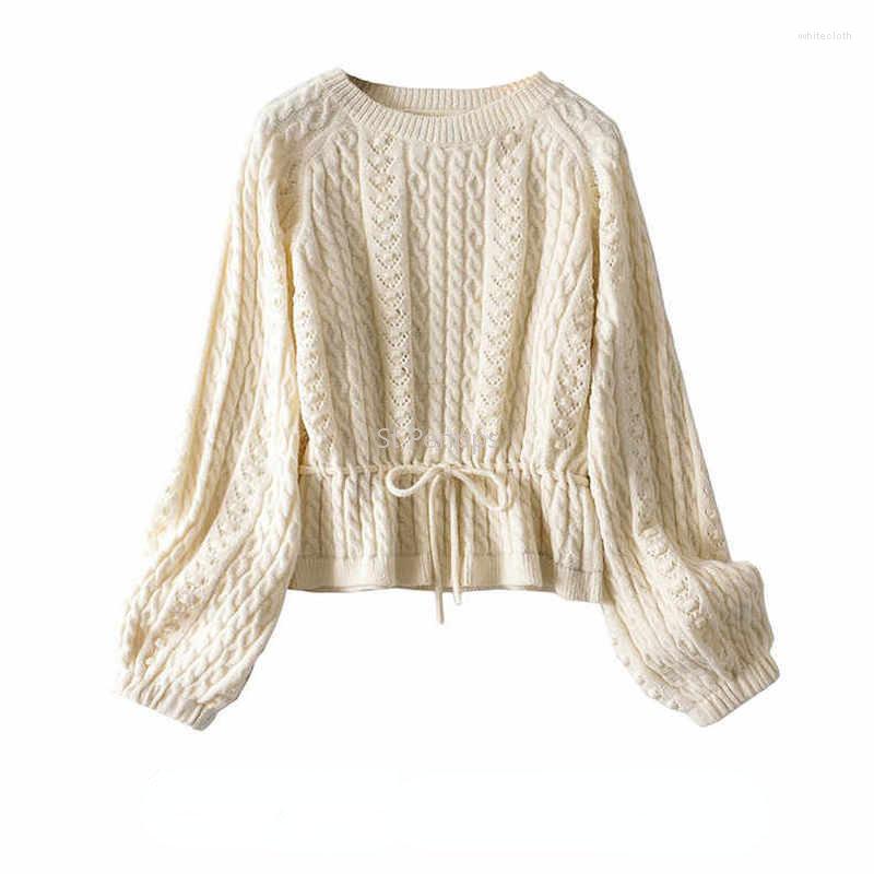 Women' Sweaters Temperament Sweater Women Lazy Slim Drawstring Waist Hollow Twist Lantern Sleeves Short Round Collar Autumn And Winter Tops, As show
Women' Sweaters Temperament Sweater Women Lazy Slim Drawstring Waist Hollow Twist Lantern Sleeves Short Round Collar Autumn And Winter Tops, As show