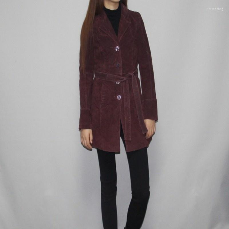 Women's Jackets Pig Vintage Suede Jacket Female Elegant Slim Fit Belt Medium Long Windbreakers Office Lady Single Breasted Outerwear, Picture shown
Women's Jackets Pig Vintage Suede Jacket Female Elegant Slim Fit Belt Medium Long Windbreakers Office Lady Single Breasted Outerwear, Picture shown