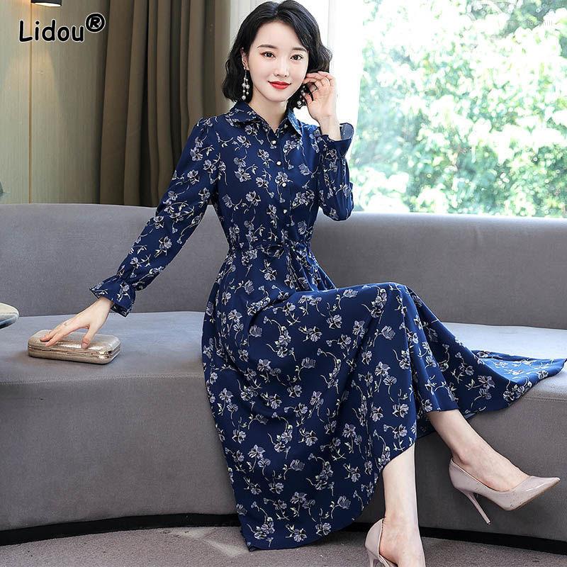 Casual Dresses Chiffon Turn-down Collar Printing Flare Sleeve Mid-calf Elastic Waist Single Breasted Floral Vintage Women's Clothing, Blue
Casual Dresses Chiffon Turn-down Collar Printing Flare Sleeve Mid-calf Elastic Waist Single Breasted Floral Vintage Women's Clothing, Blue