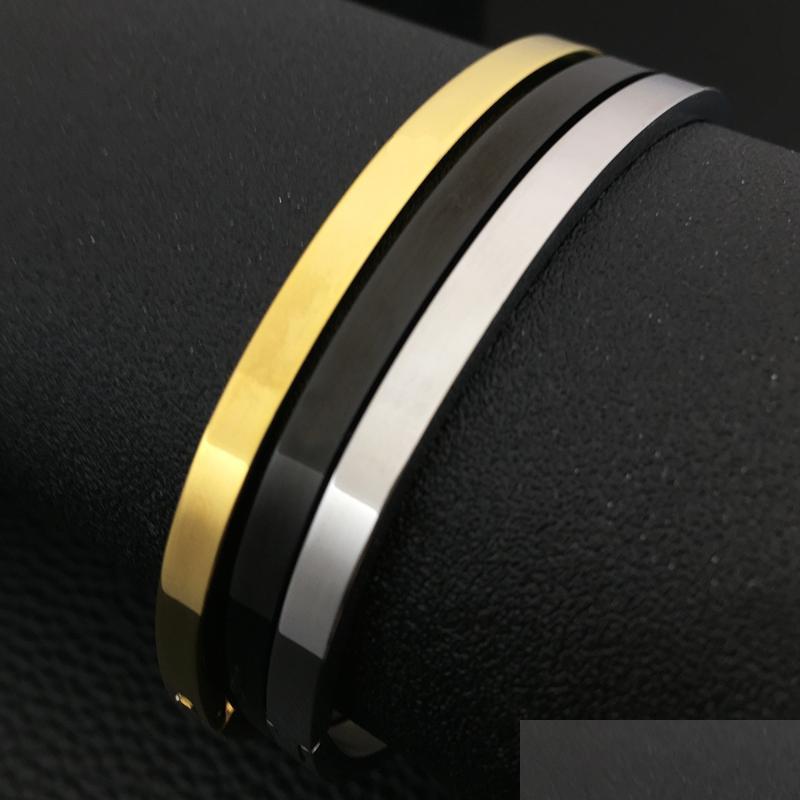 Bangle Bangle Classic Cuff Glossy Simple 4Mm Stainless Steel Gold Black Color Bracelet For Men Women Fashion Jewelry Gift Drop Deliv Dhnuj
Bangle Bangle Classic Cuff Glossy Simple 4Mm Stainless Steel Gold Black Color Bracelet For Men Women Fashion Jewelry Gift Drop Deliv Dhnuj