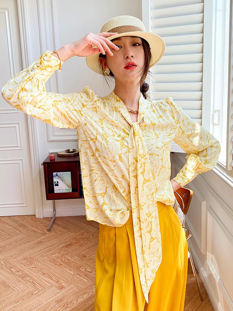 Women' Blouses GypsyLady Elegant Chic Yellow Blouse Shirt Floral Lace Tie Up Spring Autumn Women Long Sleeve Office Ladies Tops
Women' Blouses GypsyLady Elegant Chic Yellow Blouse Shirt Floral Lace Tie Up Spring Autumn Women Long Sleeve Office Ladies Tops