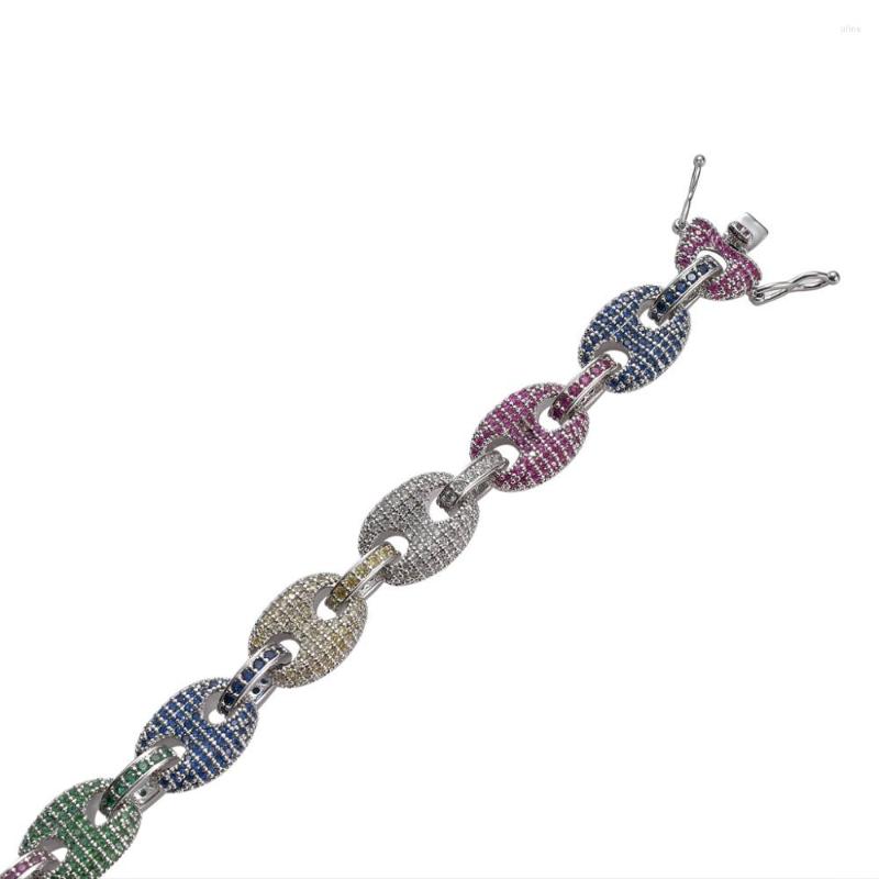 Link Bracelets Hip Jewelry Men 12MM Copper Coffee Bean Chain Micro Paved Colorful Cubic Zirconia Stone Bracelet Gifts For Women
Link Bracelets Hip Jewelry Men 12MM Copper Coffee Bean Chain Micro Paved Colorful Cubic Zirconia Stone Bracelet Gifts For Women