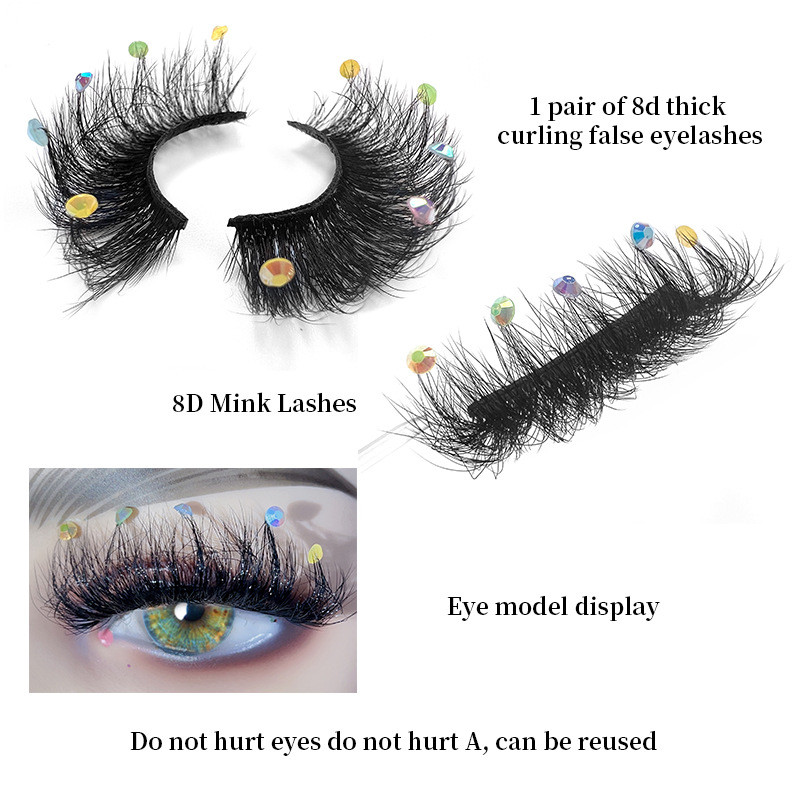 Diamond Strip Eyelashes Extension And Press On Nails Art With Kits Set Fluffy Wispy Mink Eyelashes For Cosplay Party Stage Extension De Pestanas Con T