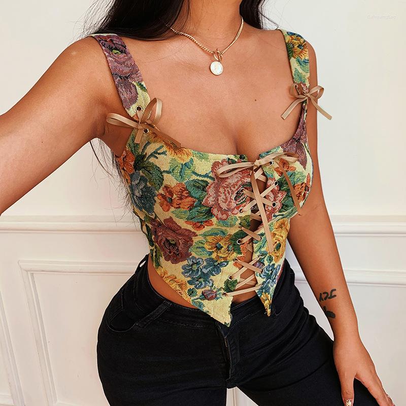 Women's Tanks Vintage Floral Print Bandage Camis Y2K Harajuku Bow Backless Corset Crop Tops Grunge Aesthetic E Girl Summer Camisole, Khaki
Women's Tanks Vintage Floral Print Bandage Camis Y2K Harajuku Bow Backless Corset Crop Tops Grunge Aesthetic E Girl Summer Camisole, Khaki