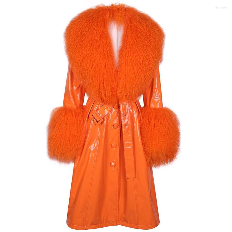 Women' Leather YOLOAgain 2022 Spring Mongolia Sheep Fur Collar Women Elegant Real Trench Coat, As shown
Women' Leather YOLOAgain 2022 Spring Mongolia Sheep Fur Collar Women Elegant Real Trench Coat, As shown