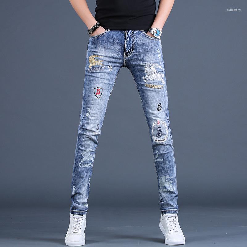 Men's Jeans Spring Autumn Slim Denim Men's Light Color Brand Stretch Feet Embroidery Blue Casual Pencil Trousers Skinny Men, Blue5607
Men's Jeans Spring Autumn Slim Denim Men's Light Color Brand Stretch Feet Embroidery Blue Casual Pencil Trousers Skinny Men, Blue5607
