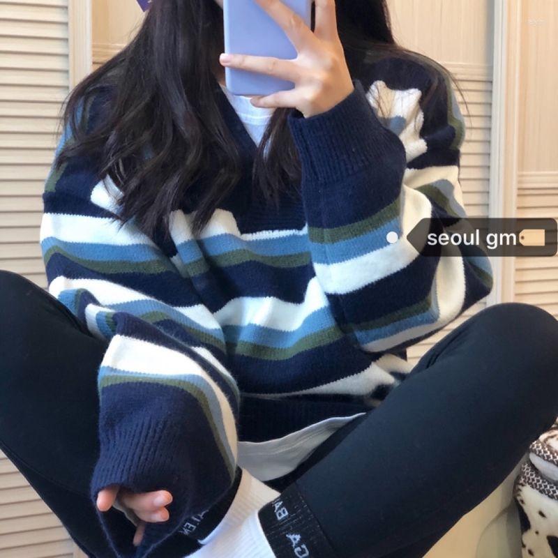 Women' Sweaters Woman Chandails Seoul Korean Style Pullover Women' Thick Loose Striped Sweater, White
Women' Sweaters Woman Chandails Seoul Korean Style Pullover Women' Thick Loose Striped Sweater, White
