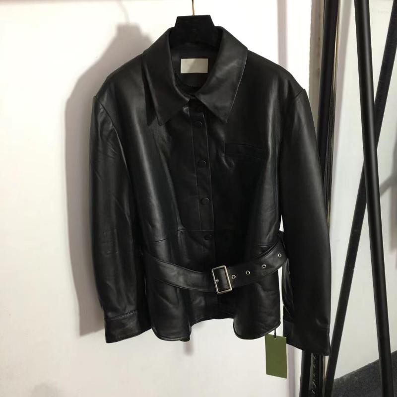 Women' Leather High Quality Lambskin Coat Women Fashion Sheepskin Jacket Cool Girl Genuine With Belt, Black 
Women' Leather High Quality Lambskin Coat Women Fashion Sheepskin Jacket Cool Girl Genuine With Belt, Black