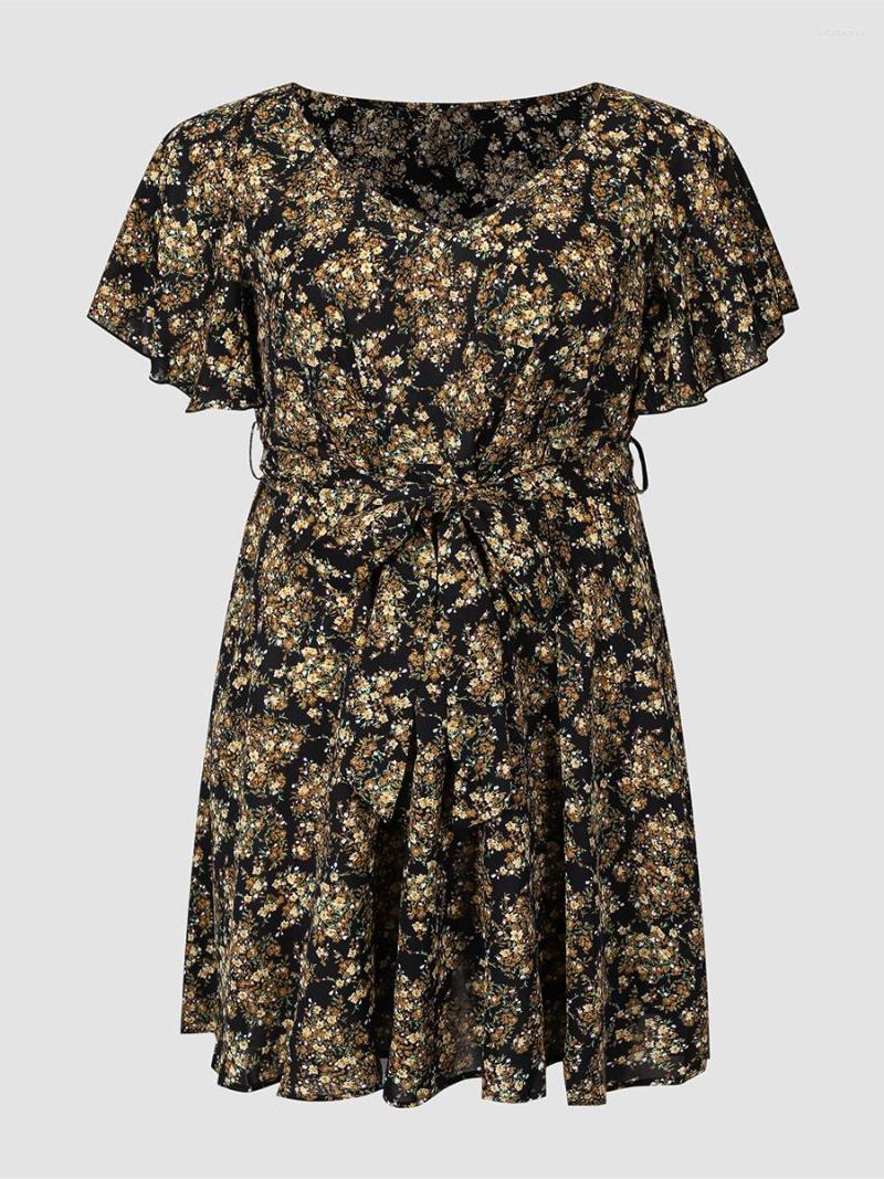 Plus Size Dresses Finjani Women Party Floral Print Butterfly Sleeve Belted Dress Casual V-Neck Knee-Length, 0347
Plus Size Dresses Finjani Women Party Floral Print Butterfly Sleeve Belted Dress Casual V-Neck Knee-Length, 0347