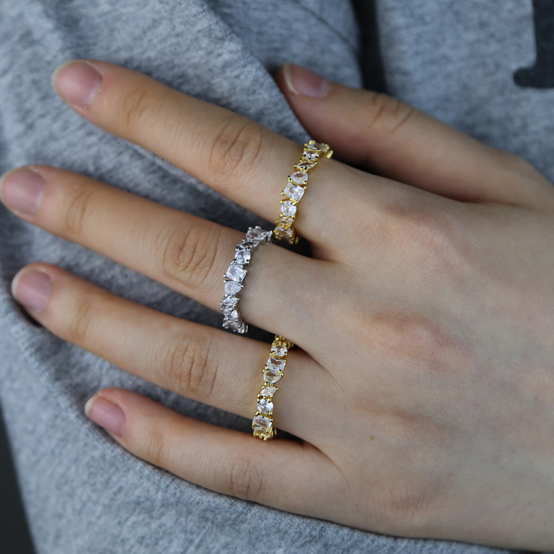 new fashion cz wedding ring plated gold women lady girl us size 6 7 8 finger rings real 925 sterling silver metal crystal rings jewelry drop ship