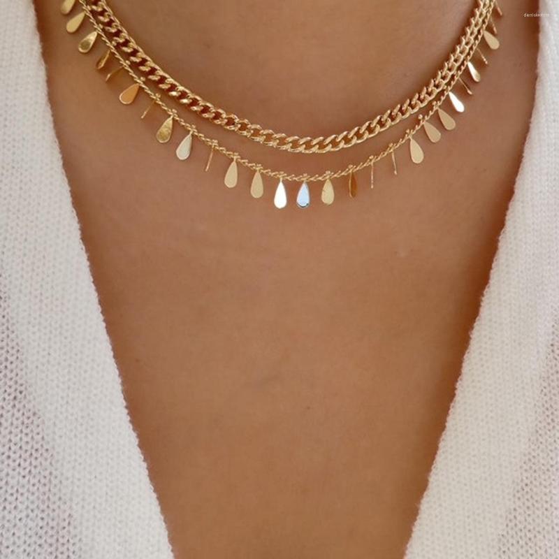 Choker Alloy Drop Water Shape Tassel Pendants Necklaces For Women Clavicle Chain Double Chains Short Necklace 2022 Fashion Jewelry
Choker Alloy Drop Water Shape Tassel Pendants Necklaces For Women Clavicle Chain Double Chains Short Necklace 2022 Fashion Jewelry