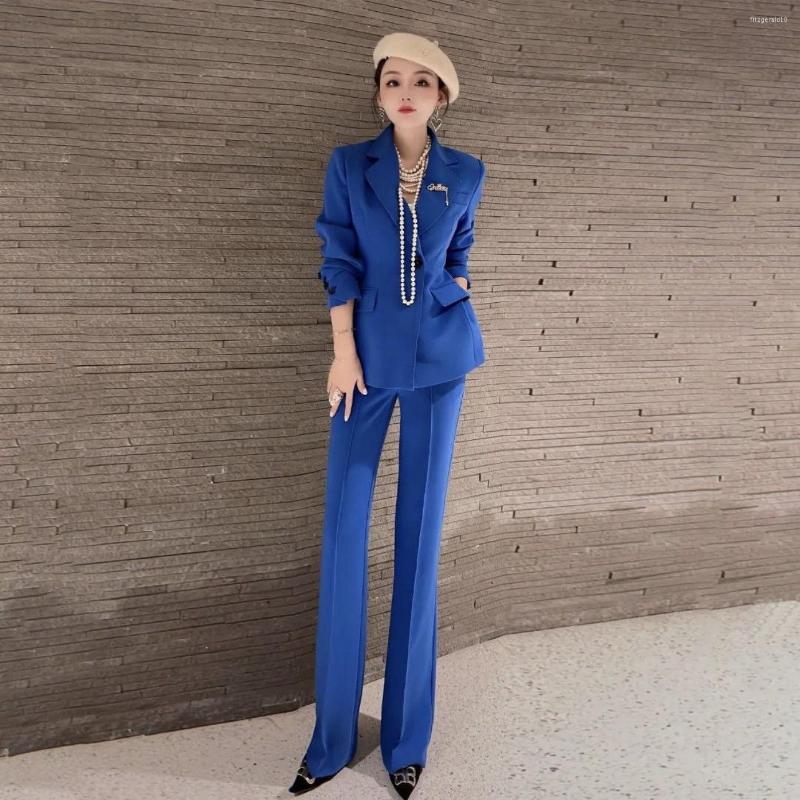 Women' Two Piece Pants Korean High Sense Temperament Professional Suit Elegant Woman 2022 Spring Style Wide Leg Two-piece Set L215, Blue pantsuits
Women' Two Piece Pants Korean High Sense Temperament Professional Suit Elegant Woman 2022 Spring Style Wide Leg Two-piece Set L215, Blue pantsuits