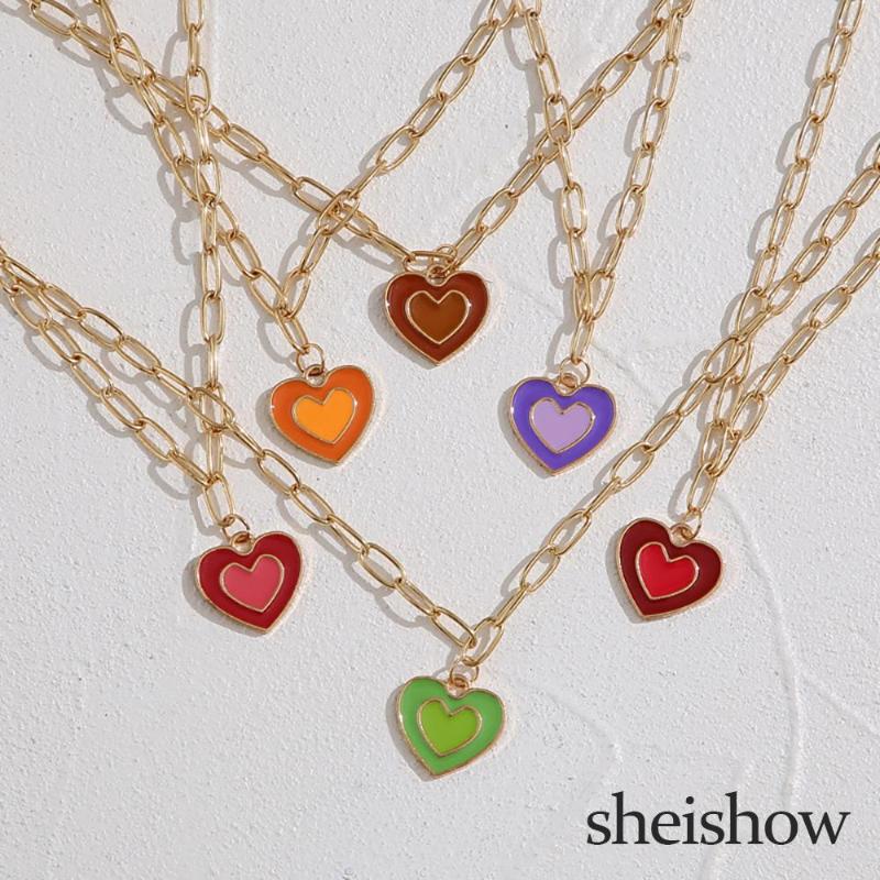 Pendant Necklaces Sheishow Romantic Girls Collar Fashion Metal Clavicle Chain Drop Glaze Two-color Heart Necklace For Women Jewelry Choker
Pendant Necklaces Sheishow Romantic Girls Collar Fashion Metal Clavicle Chain Drop Glaze Two-color Heart Necklace For Women Jewelry Choker