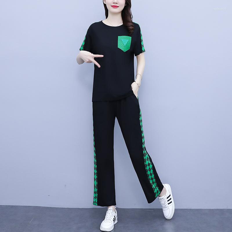 Women's Two Piece Pants 2022 Summer Pant Set Women T Shirt Top And Trousers Suit Female Green Black Tracketsuit Fashion Sport Casual Outfits
Women's Two Piece Pants 2022 Summer Pant Set Women T Shirt Top And Trousers Suit Female Green Black Tracketsuit Fashion Sport Casual Outfits