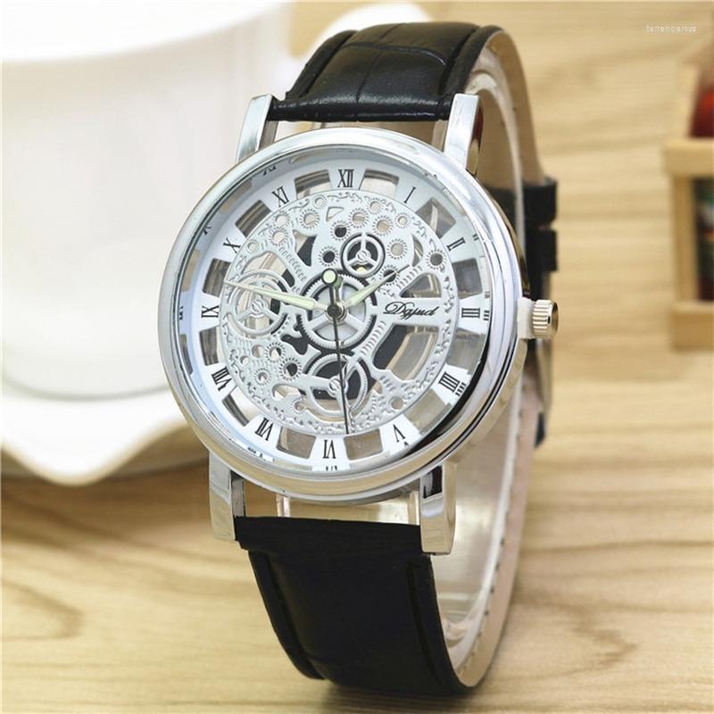 Wristwatches Hollow Watch For Men Women Luxury Watches Mechanical Style Leather Quartz Transparent Male Clock Drop, Black - silver
Wristwatches Hollow Watch For Men Women Luxury Watches Mechanical Style Leather Quartz Transparent Male Clock Drop, Black - silver