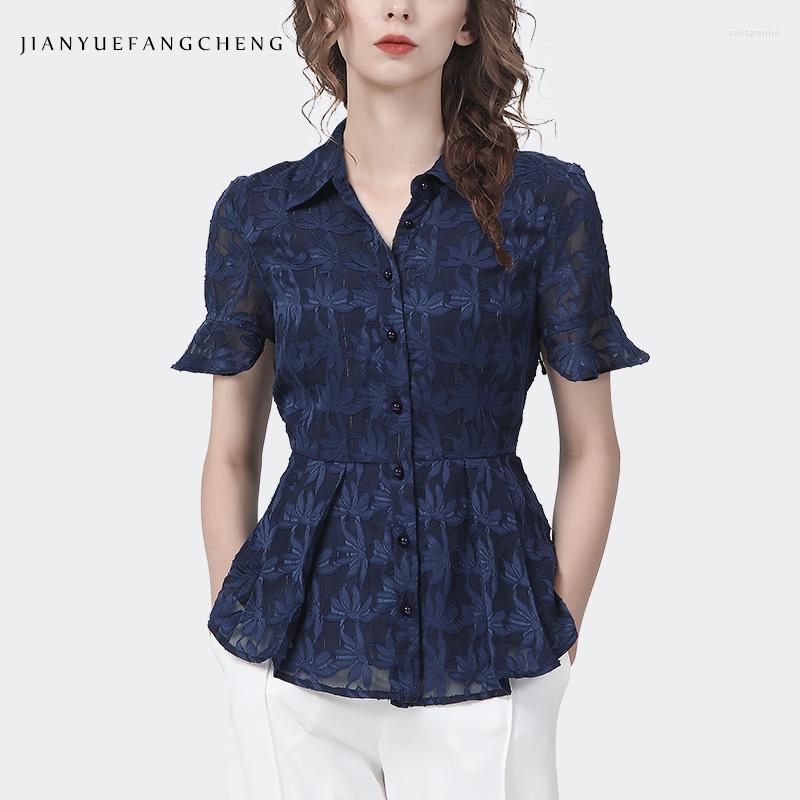 Women' Blouses Ladies Short Sleeve Blue Embroidery Floral Chiffon Blouse Fashion Slim Summer Tops Elegant Turn-down Collar Work Casual
Women' Blouses Ladies Short Sleeve Blue Embroidery Floral Chiffon Blouse Fashion Slim Summer Tops Elegant Turn-down Collar Work Casual