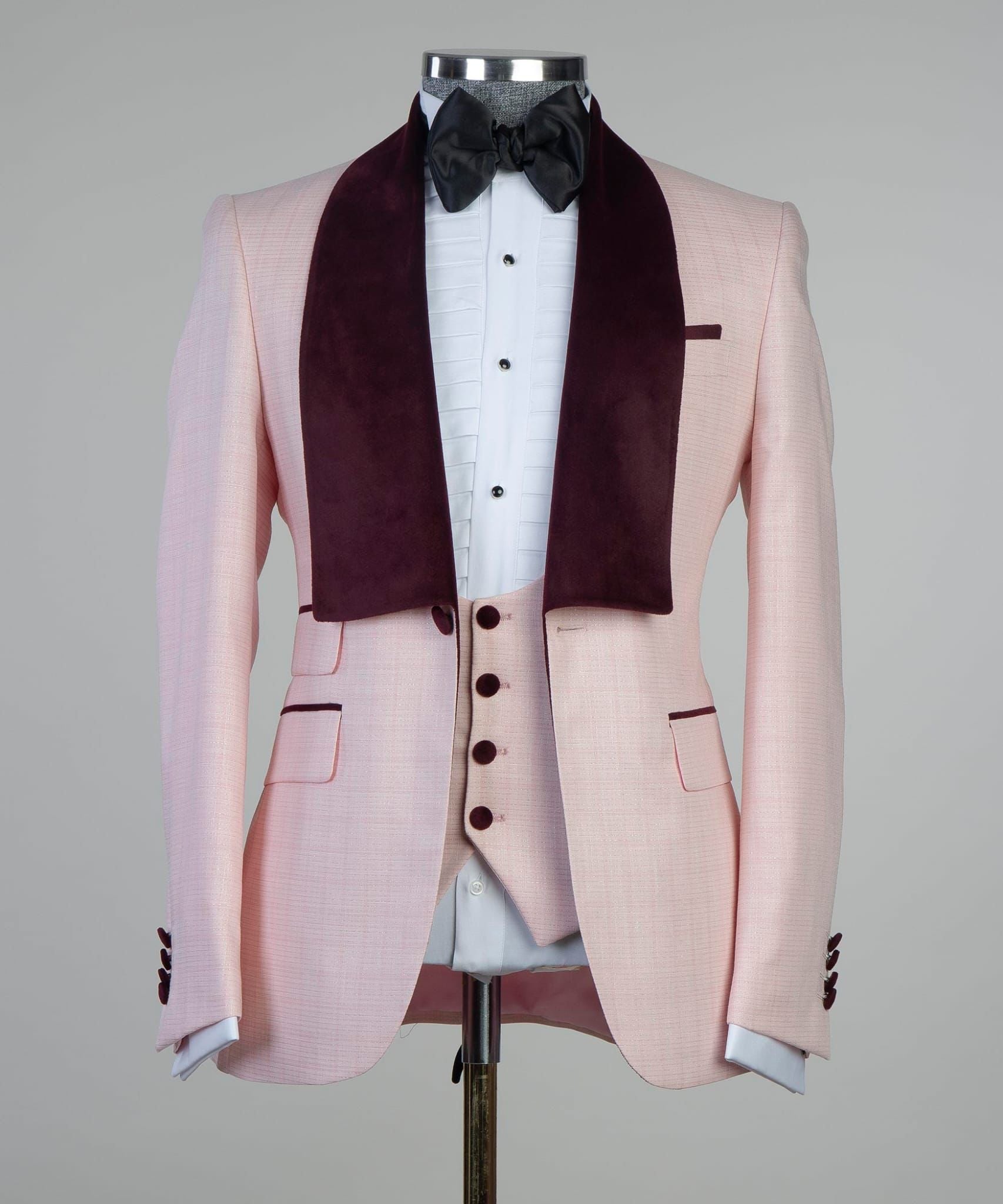 Hot Pink Color Matching Wedding Tuxedos Slim Fit Mens Trousers Suits Handsome Men Prom Party Formal Outfit 3 Pieces