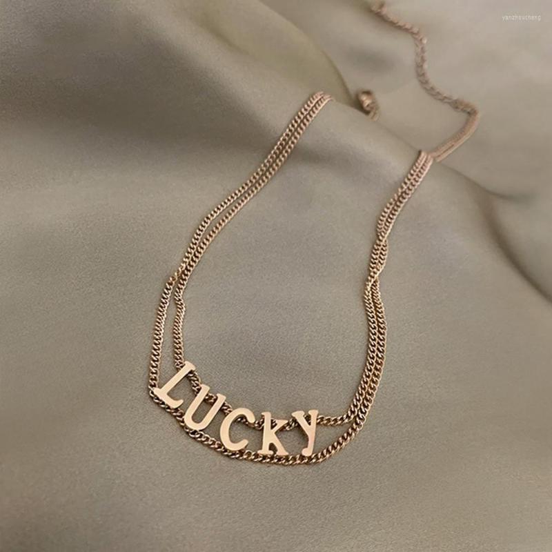 Choker 2022 Luxury Metal Double Layer Chain Letter Necklace For 90s Collier Good Lucky Clavicle Collar Neck Jewelry Gift
Choker 2022 Luxury Metal Double Layer Chain Letter Necklace For 90s Collier Good Lucky Clavicle Collar Neck Jewelry Gift