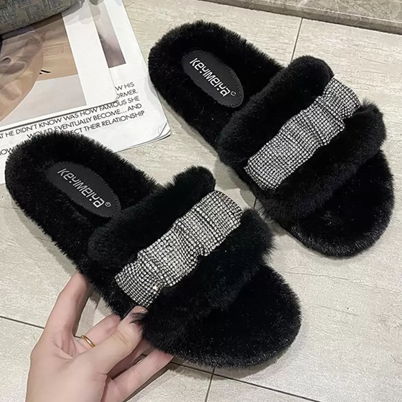 Slippers Women House Flats Flip Flops Shoes Female Bling Casual Slides Spring Autumn Furry For Ladies Home, Black
Slippers Women House Flats Flip Flops Shoes Female Bling Casual Slides Spring Autumn Furry For Ladies Home, Black